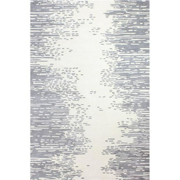 Bashian Greenwich Collection Abstract Contemporary Wool & Viscose Hand Tufted Area Rug - Ivory & Grey - 2 ft. 6 in. x 8 ft.