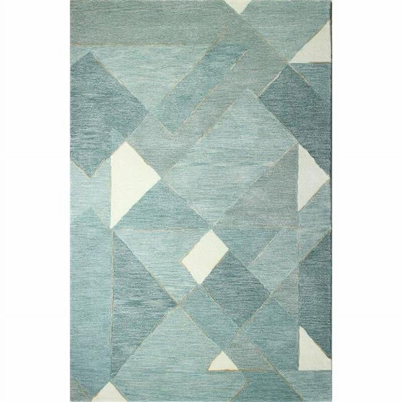Aqua Blue Handmade Wool and Viscose Abstract Rug 8'6" x 11'6"