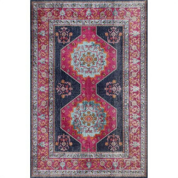 Bashian H114-DKBL-9X12-Z051A Bashian Heritage Collection Transitional Polypropylene & Cotton Machine Made Area Rug, Dark Blue - 8 ft. 7 in. x 11 ft. 6 in.