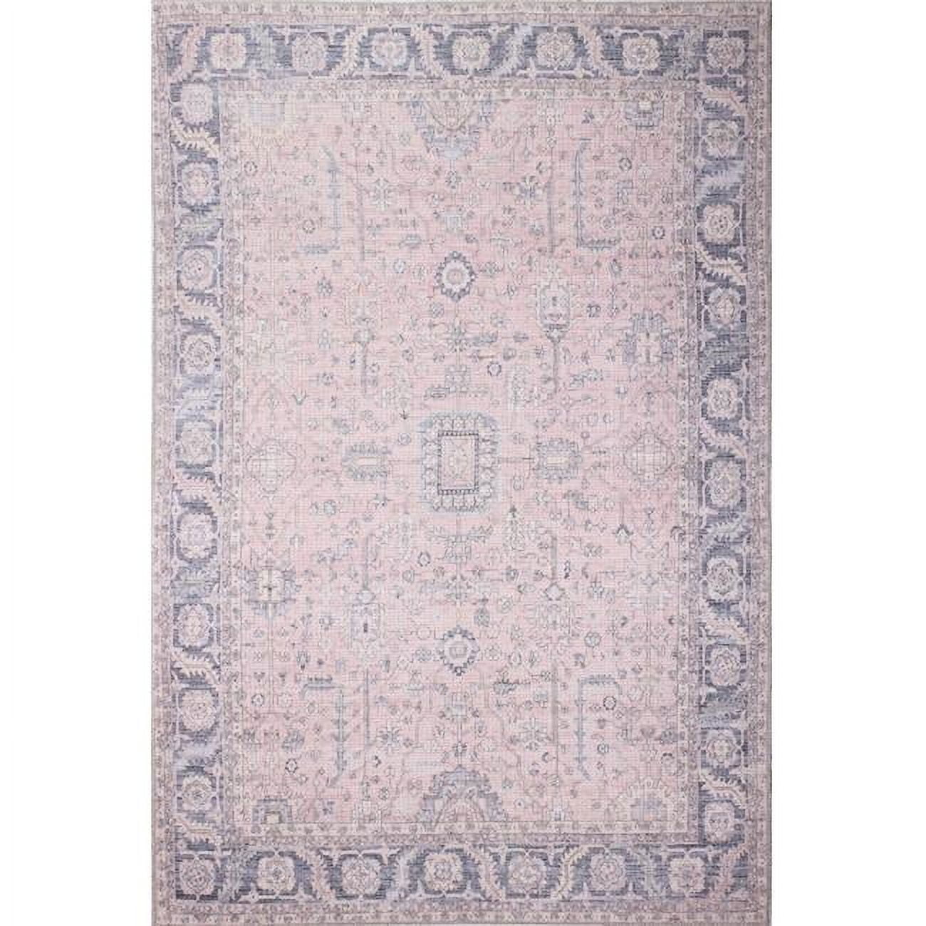 Blush and Ivory Synthetic Rectangular 5' x 7' Area Rug