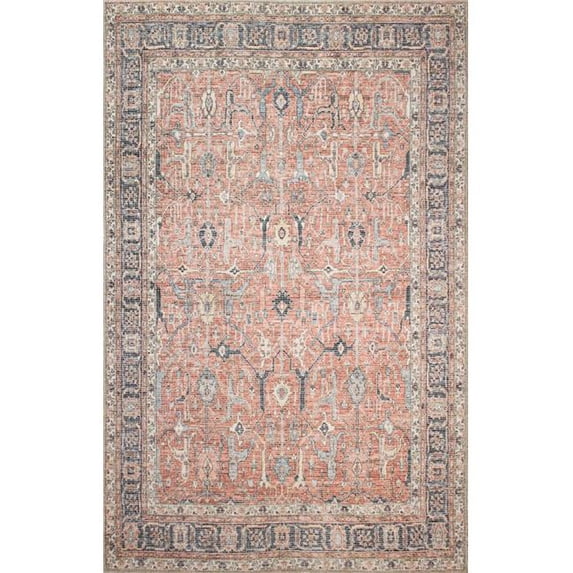 Bashian I166-RU-4X6-NH203 3.4 ft. x 5 ft. 6 in. Impressions Transitional Polyester & Cotton Machine Made Rectangle Area Rug, Rust