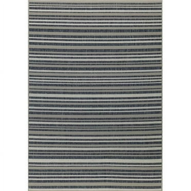 Bashian L126-GYBL-8X10-LAN106 7.10 ft. x 10 ft. Lanai Transitional Polypropylene Power Loom Rectangle Area Rug, Gray & Blue