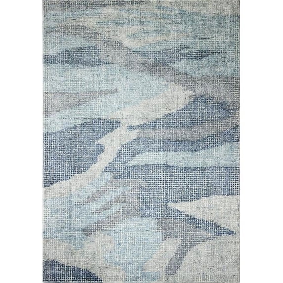 Bashian L124-BL-5X7.6-LM101 5 ft. x 7 ft. 6 in. Luminous Collection Contemporary Viscose & Wool Hand Tufted Area Rug, Blue