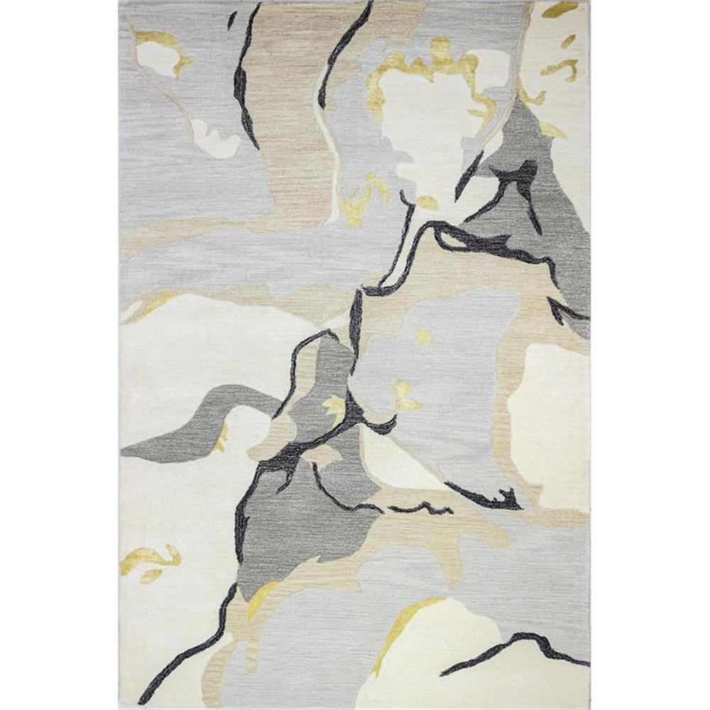 Ivory Grey Abstract Handmade Wool and Viscose Rug