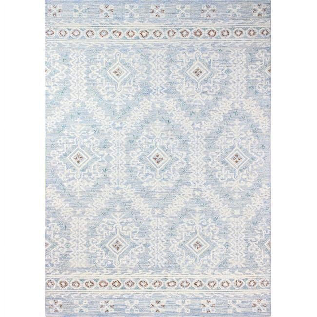 Handmade Blue Wool Tufted Rectangular 4' x 6' Rug