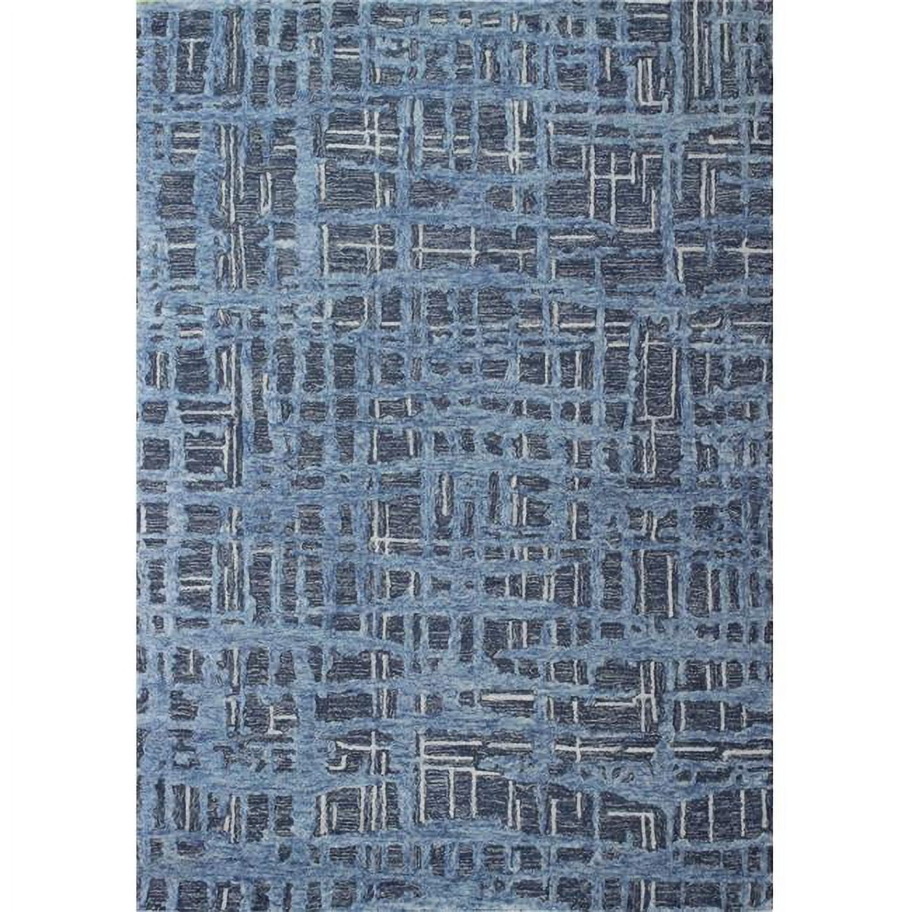 Handmade Blue Wool Tufted Rectangular Area Rug 4' x 6'