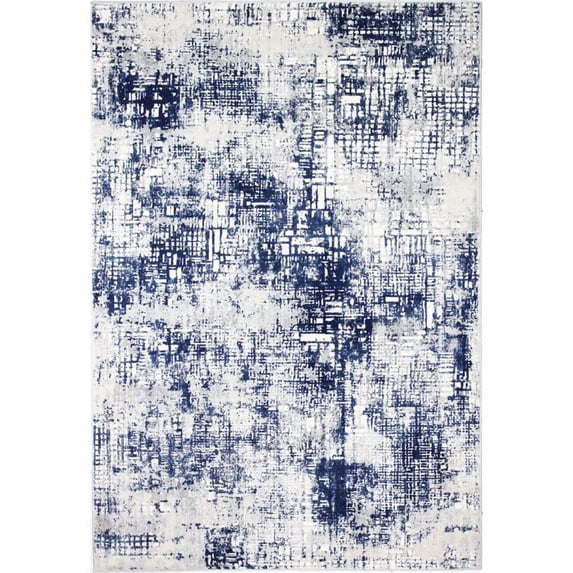Bashian P141-IVBL-76X96-PS505 7 ft. 6 in. x 9 ft. 6 in. Positano Contemporary Polypropylene & Polyester Power Loom Area Rug - Ivory & Blue