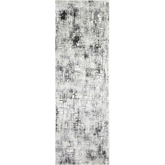 Bashian P141-IVGY-2.6X8-PS503 2 ft. 6 in. x 8 ft. Positano Collection Contemporary Polypropylene & Polyester Power Loom Area Rug, Ivy & Grey
