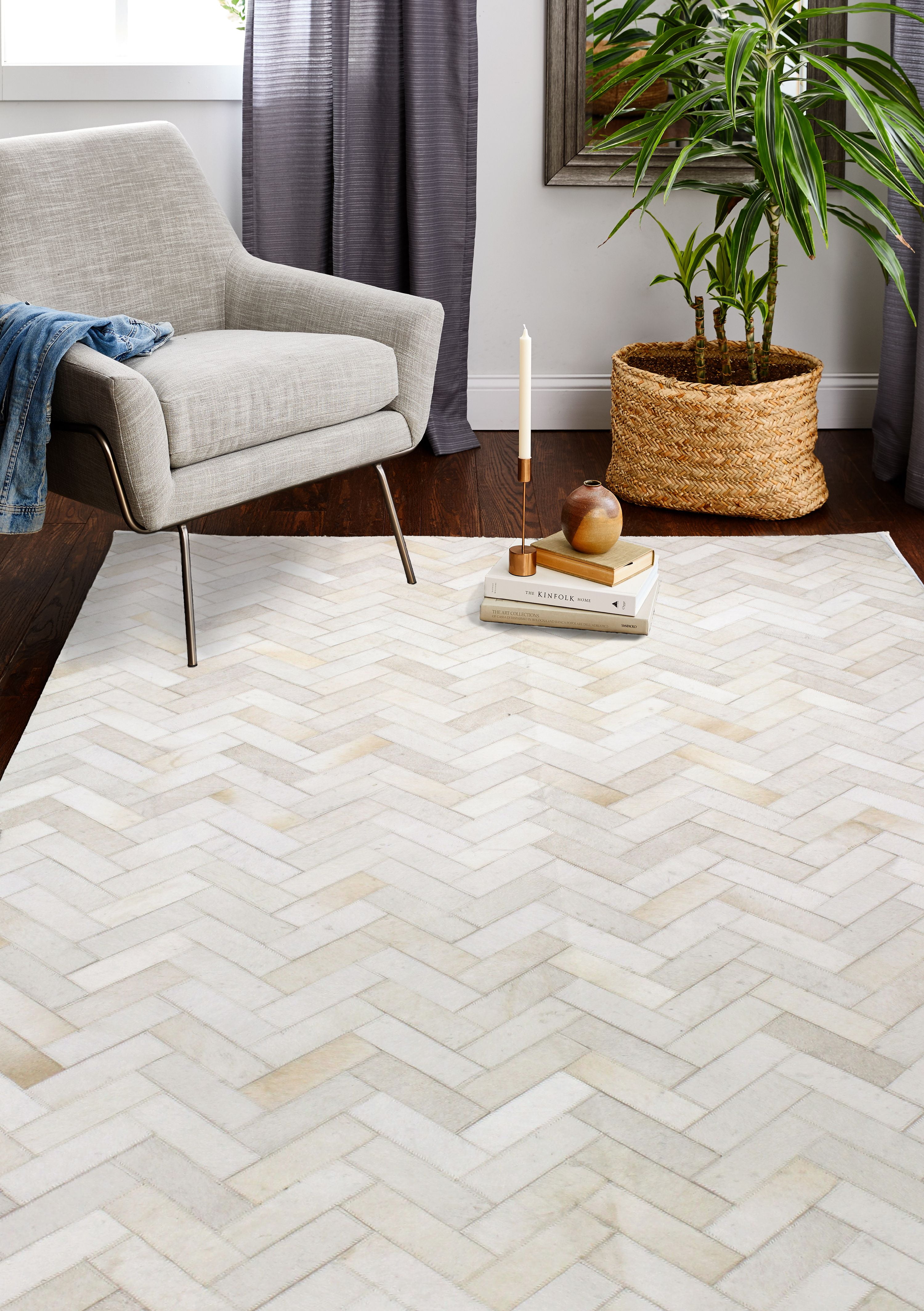 Handmade Cream Cowhide Rectangular 10' x 14' Area Rug