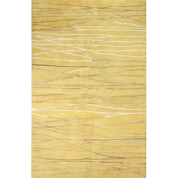 Bashian R129-GO-6X9-HG238 Bashian Greenwich Collection Abstract Contemporary Wool & Viscose Hand Tufted Area Rug, Gold - 5 ft. 6 in. x 8 ft. 6 in.