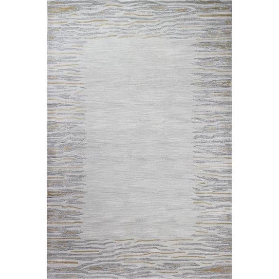 Bashian R129-SIL-8X10-HG385 7 ft. 9 in. x 9 ft. 9 in. Greenwich Contemporary Wool & Viscose Hand Tufted Area Rug, Silver