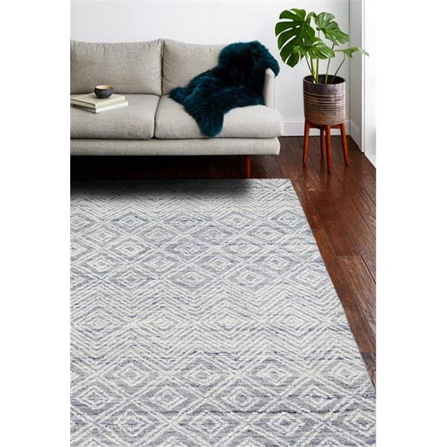 Verona Blue Geometric Wool Tufted 4' x 6' Area Rug