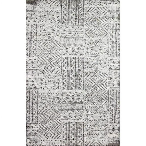 Bashian R130-IVTA-4X6-LC158 3 ft. 6 in. x 5 ft. 6 in. Verona Collection Transitional 100 Percent Wool Hand Tufted Area Rug, Ivy & Taupe