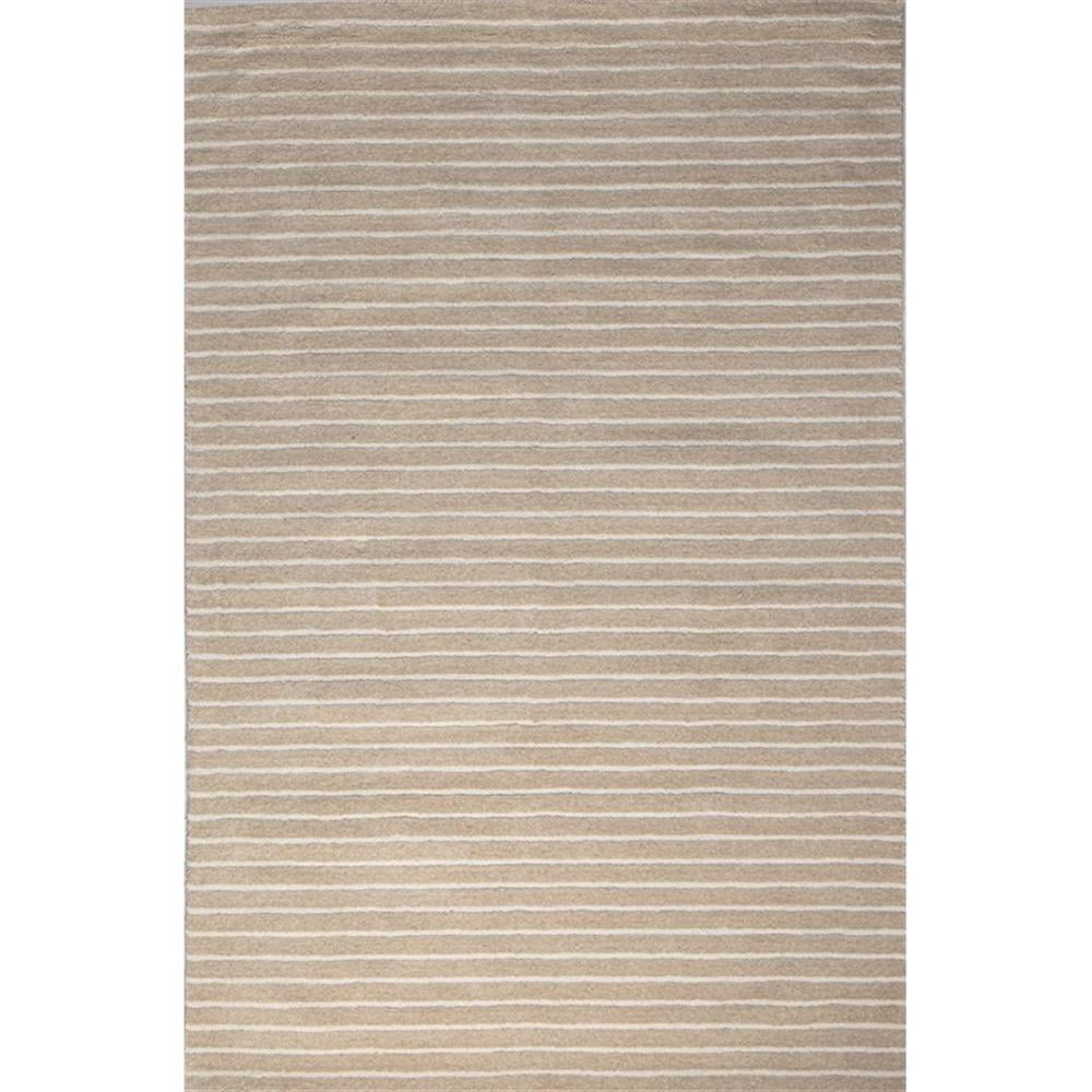 Beige and Off-White Hand Loomed Wool Rectangular Rug