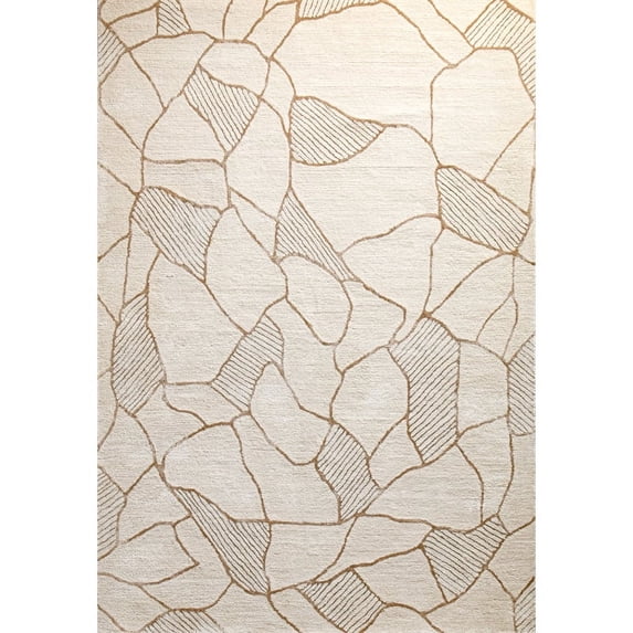 Bashian Rugs 102 x 138" Rectangular Contemporary Wool Area Rug in Beige