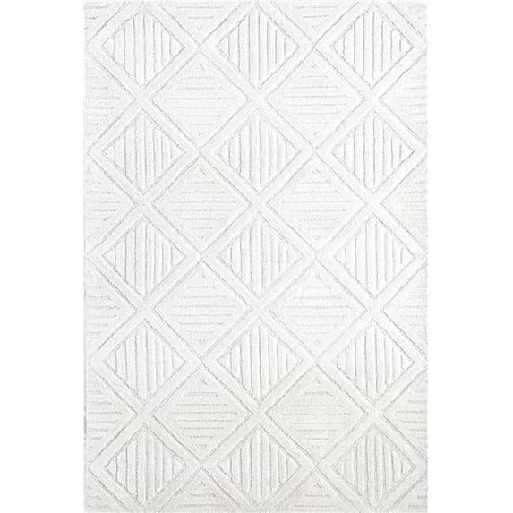 Bashian Rugs 42 x 66" Rectangular Transitional Wool Area Rug in White