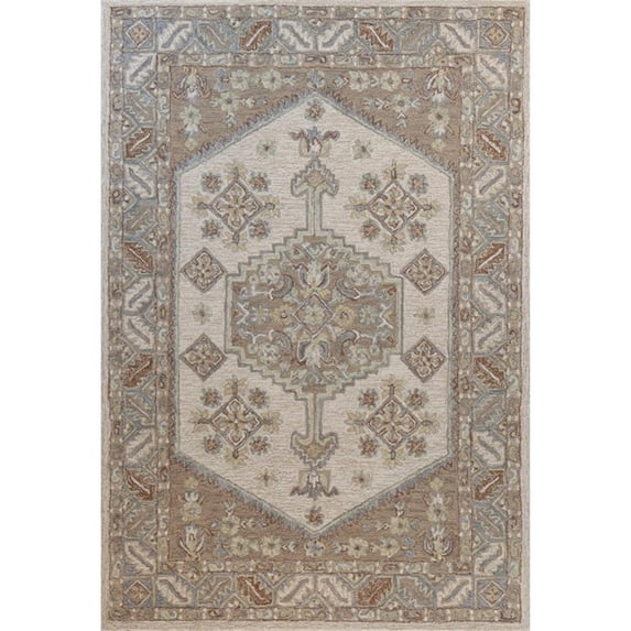 Bashian Rugs 90 x 114" Rectangular Transitional Wool Area Rug in Ivory