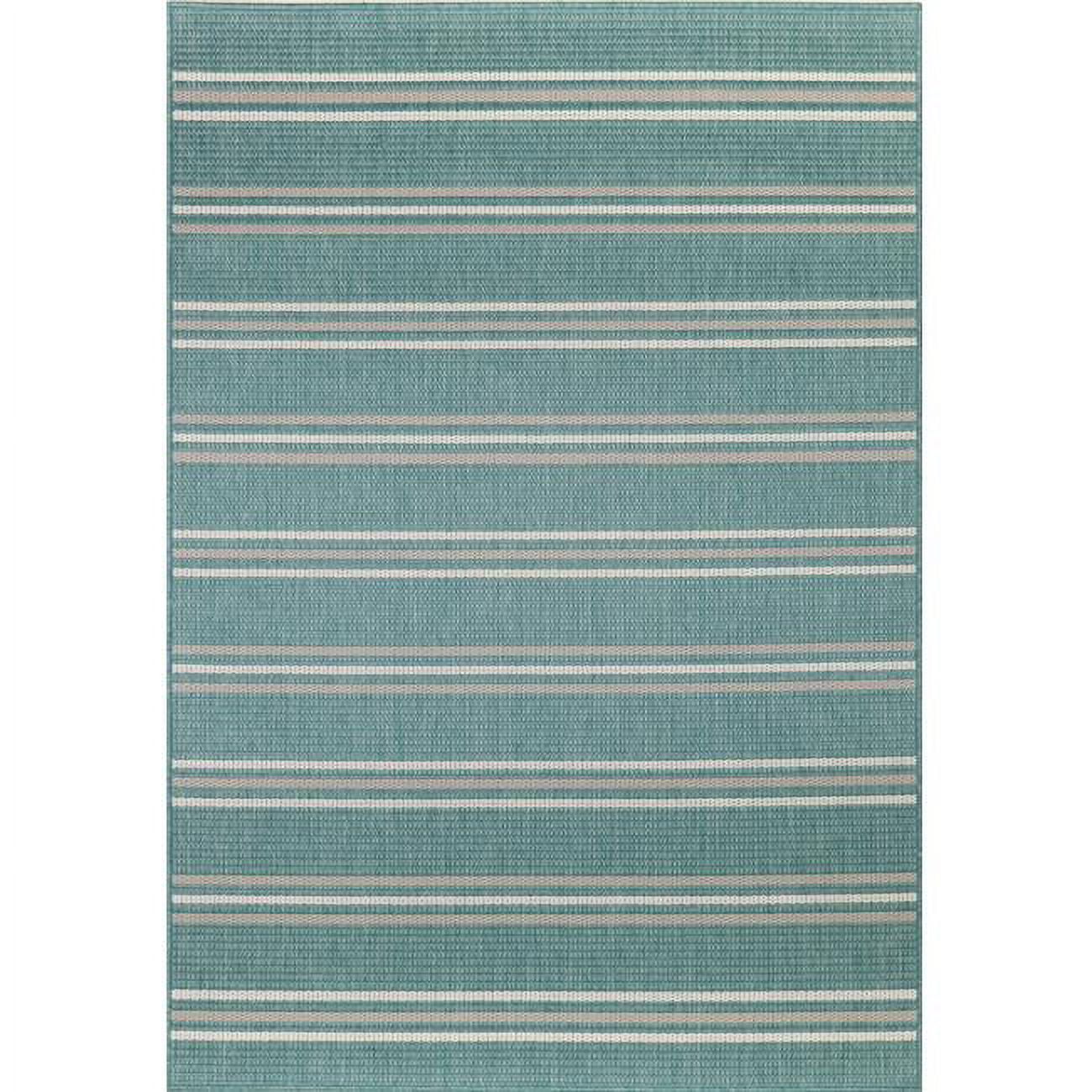 Aqua and Gray Rectangular Stain-Resistant Synthetic Rug