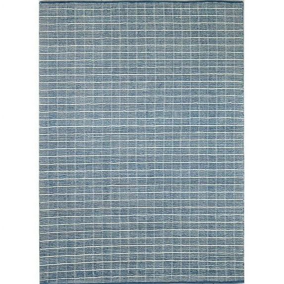 Bashian S176-AZIV-8X10-ALM215 7 ft. 6 in. x 9 ft. 6 in. Contempo Solid Transitional 100 Percent Wool Hand Loomed Rectangle Area Rug, Azure & Ivory