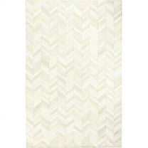 Bashian  Santa Fe Collection Chevron Contemporary Leather Hand Stitched Area Rug - White - 5 x 8 ft.