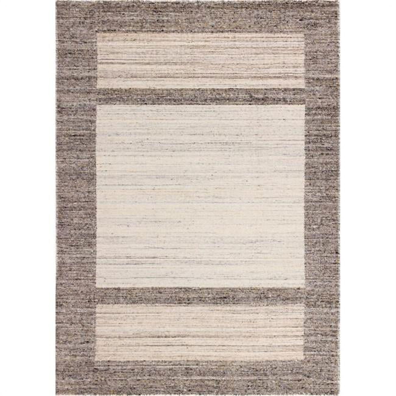 Ivory Hand-Loomed Wool 4' x 6' Rustic Area Rug