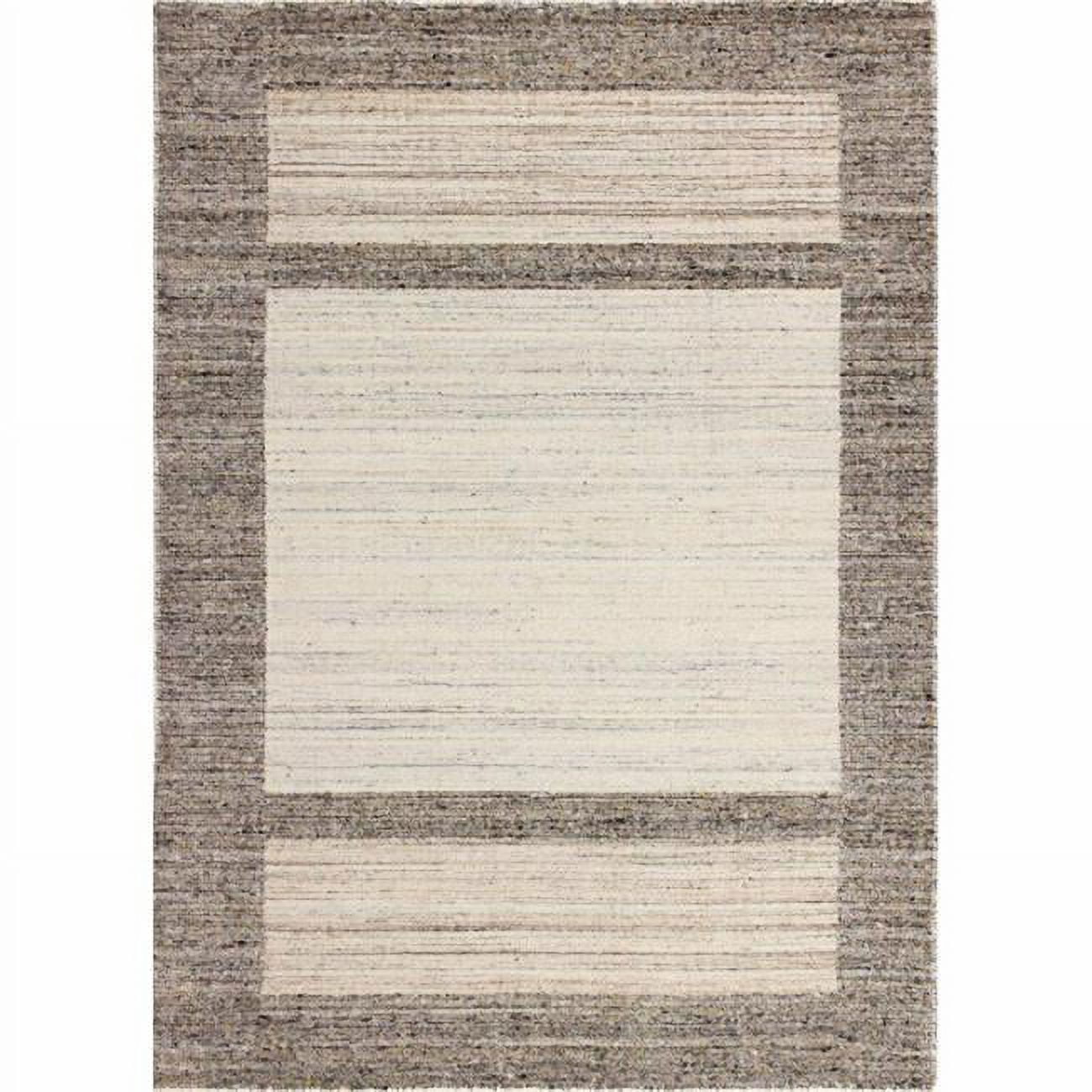 Handmade Ivory Wool & Synthetic 5' x 7' Easy Care Area Rug