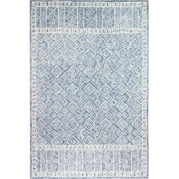 Bashian R131-BL-76X96-AL119 7 ft. 6 in. x 9 ft. 6 in. Valencia Transitional 100 Percent Wool Hand Tufted Area Rug, Blue