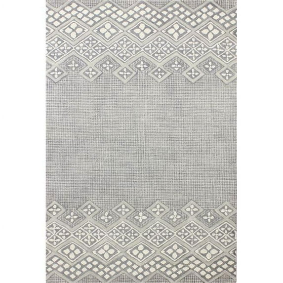 Bashian Venezia Collection Geometric Transitional 100 Percent Wool Hand Tufted Area Rug - Grey - 3 ft. 6 in. x 5 ft. 6 in.