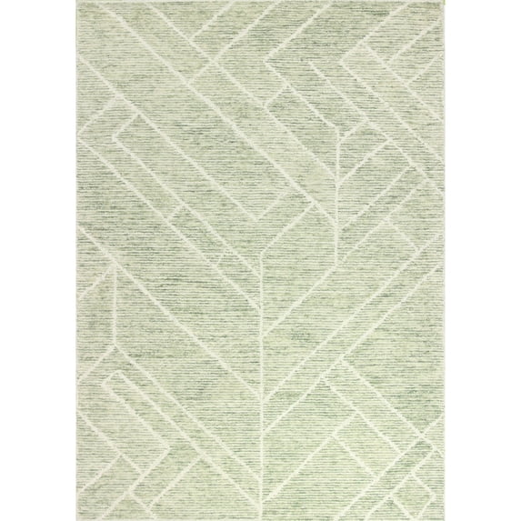 Bashian R120-CEL-76X96-CL158 7 ft. 6 in. x 9 ft. 6 in. Venezia Collection Transitional 100 Percent Wool Hand Tufted Area Rug, Celery
