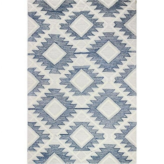 Bashian  Venezia Transitional 100 Percentage Wool Hand Tufted Rectangle Area Rug - Beige & Blue - 7 ft. 6 in. x 9 ft. 6 in.