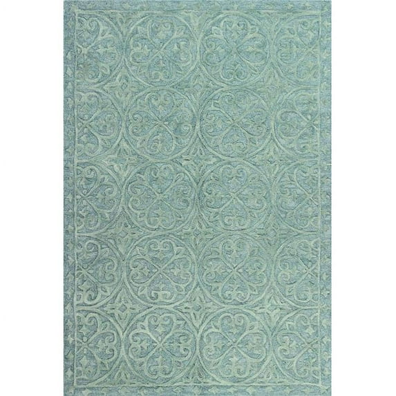 Bashian Verona Collection Floral Transitional 100 Percent Wool Hand Tufted Area Rug, Teal - 8 ft. 6 in. x 11 ft. 6 in.