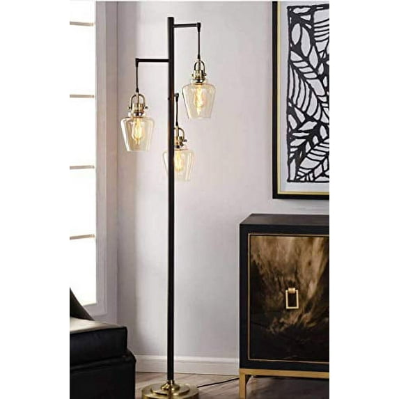 Basia 3-Light Floor Lamp, Antique Brass