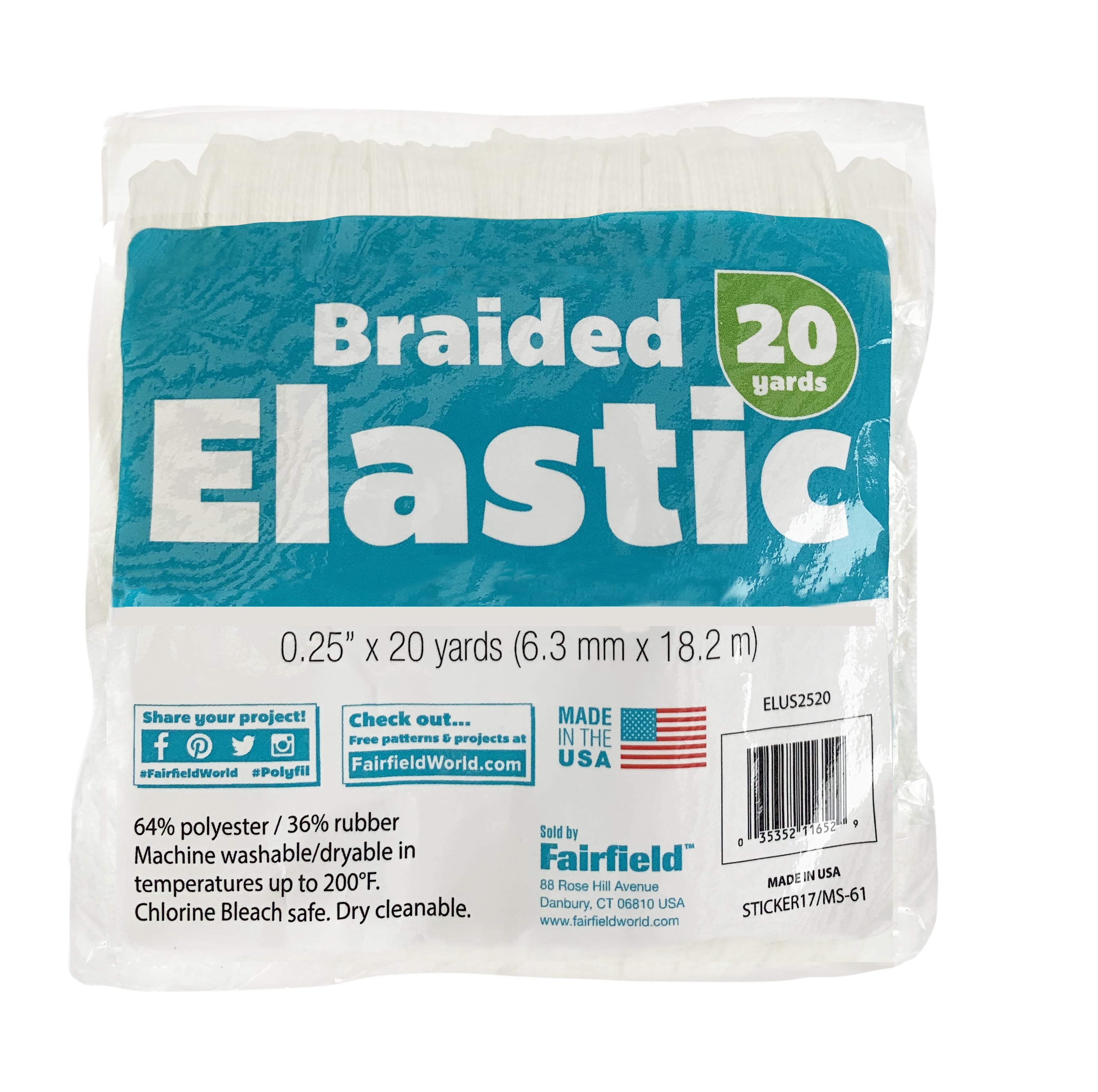 Basic 1/4" Braided Elastic 20 Yards, White