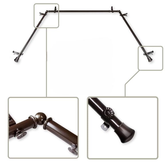 Bay Window Curtain Rod - 144" - Brown