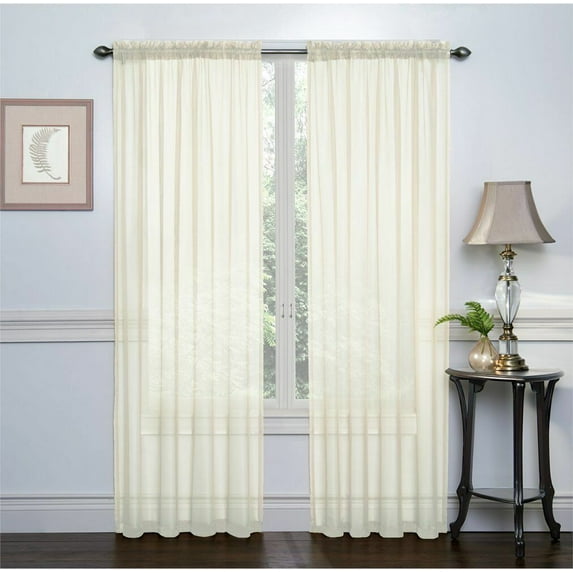 Basic 2 Pack Sheer Voile Home Window Curtains - Assorted Colors & Sizes