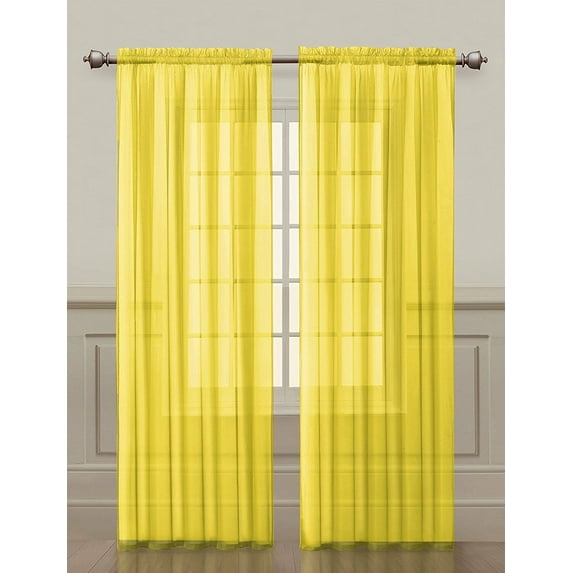 Basic 2 Pack Sheer Voile Home Window Curtains - Assorted Colors & Sizes