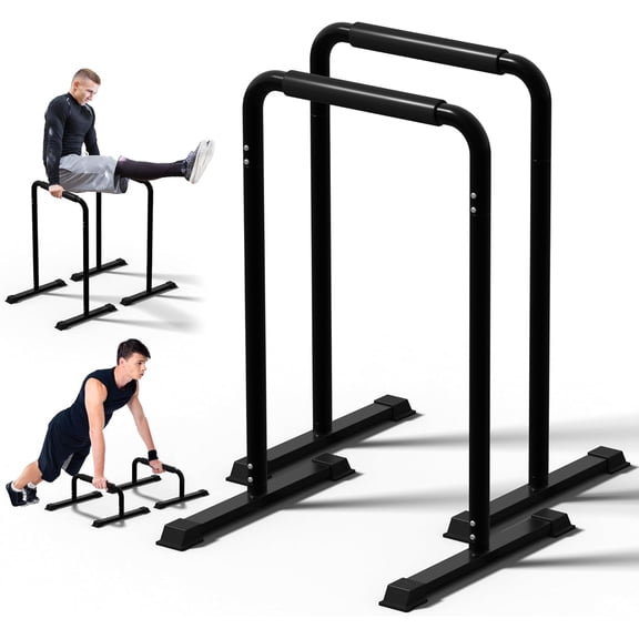 Basic 2-in-1 Adjustable Dip Bar Station - Heavy Duty Parallel Bars with Connecting Parts, Extra Tall & Thickened Steel Design for Home Gym, Calisthenics & Strength Training (Dip Bar Pro)