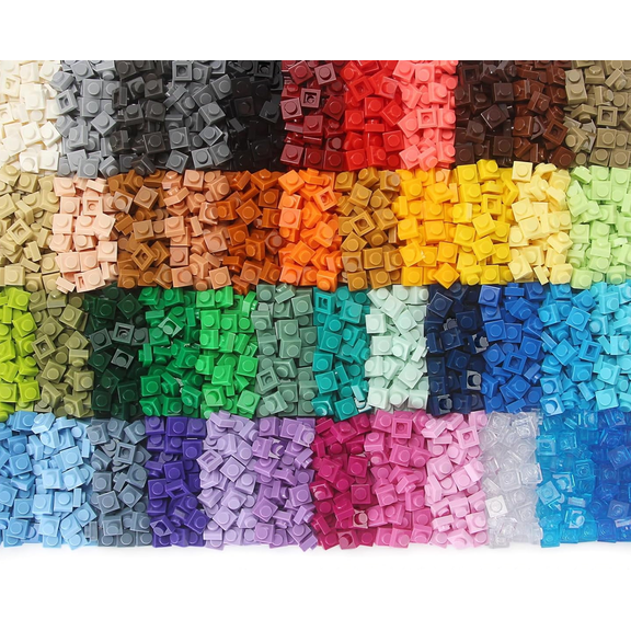 Basic 2300 Pieces Plate 1x1 Bricks 46 Colors Parts Building Play Blocks Set Toy Kids Classic Bricks Compatible with 3024 Accessories Kits