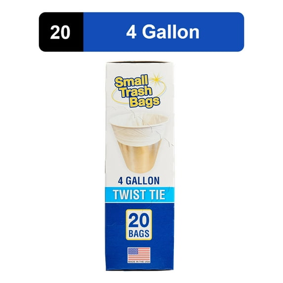 Basic 4 Gallon Twist Tie Bathroom Bags, 20 Bags