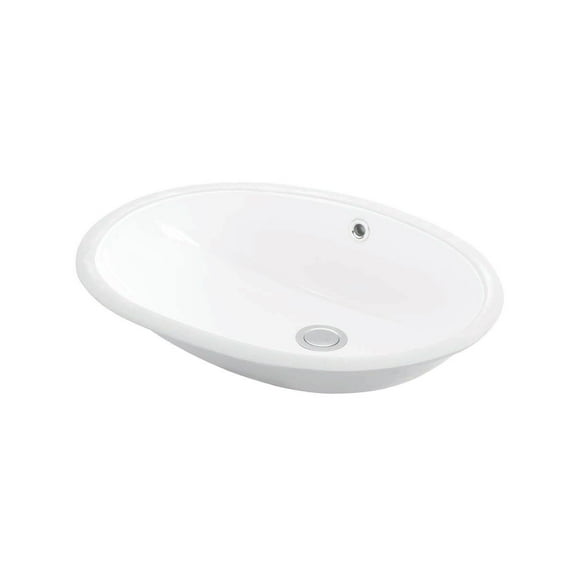 Basic 4100 Under Mount Bathroom Sink in Ceramic White without Faucet Hole