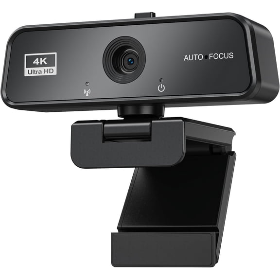 Basic 4K Autofocus Webcam, 90? Wide Angle Camera with Adjustable Clip, Built-in Mic & Plug and Play for Windows , for Zoom Meetings & Remote Work