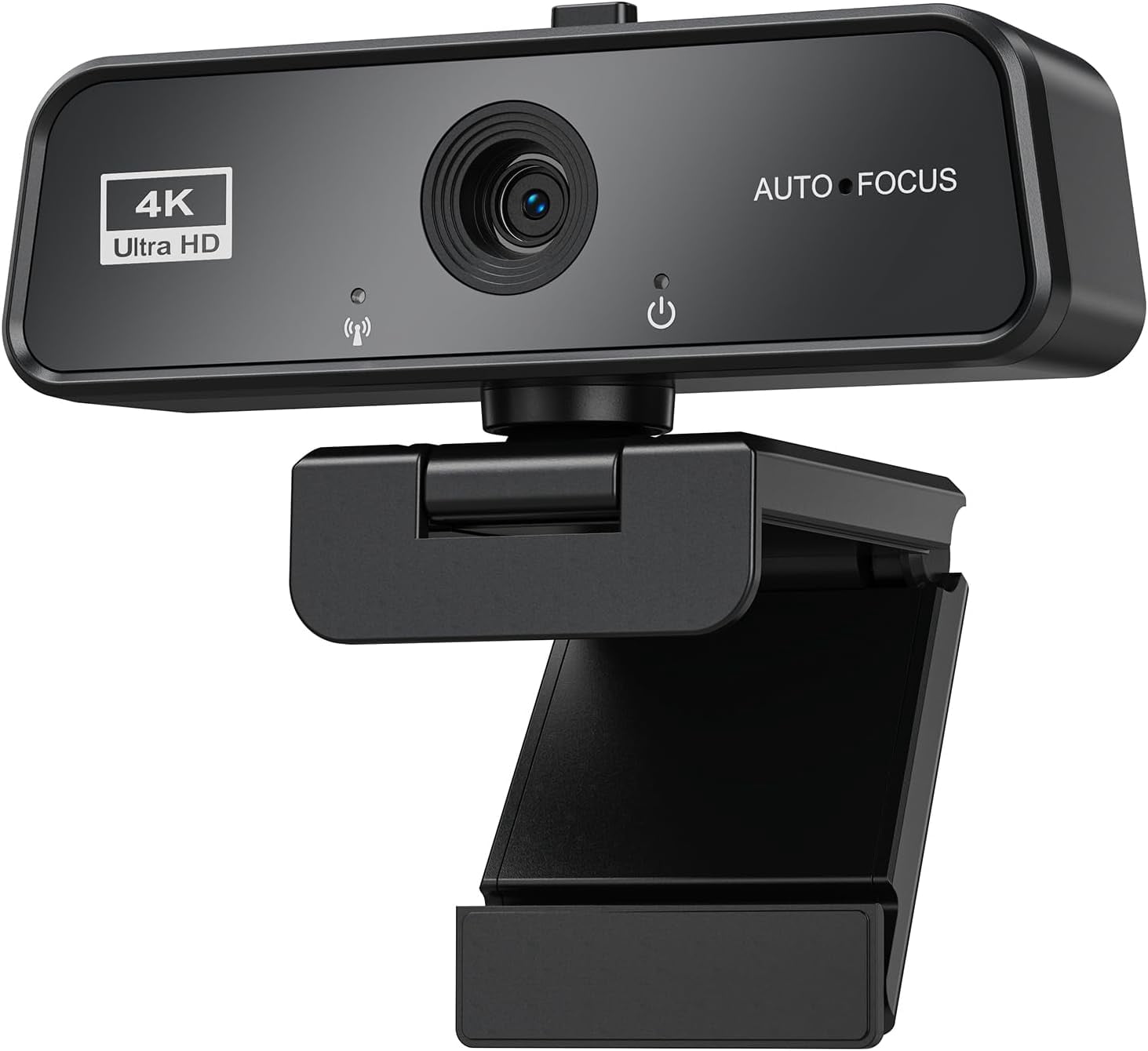 Basic 4K Autofocus Webcam, 90° Wide Angle Computer Camera with Adjustable Monitor Clip, Built-in Mic & Plug and Play for Windows Mac, Perfect for Zoom Meetings & Remote Work