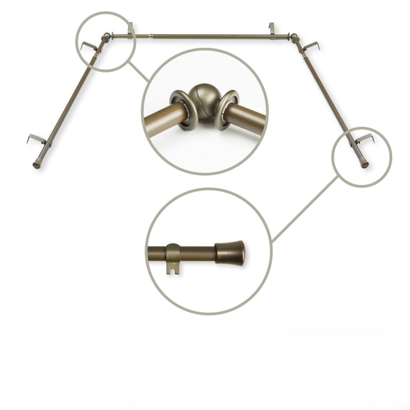 Contemporary Home Living Basic Adjustable Bay Window Curtain Rod - 144" - Gold