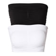 thumbnail image 1 of Basic 7" Seamless Padded One Size Tube Top Sports & Fitness Bra Bandeau (2Pack: Black/White), 1 of 4