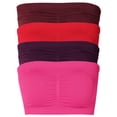 thumbnail image 1 of Basic 7" Seamless Padded One Size Tube Top Sports & Fitness Bra Bandeau (4Pack: DK Burgundy./Red/DK Plum/Hot Pink), 1 of 4