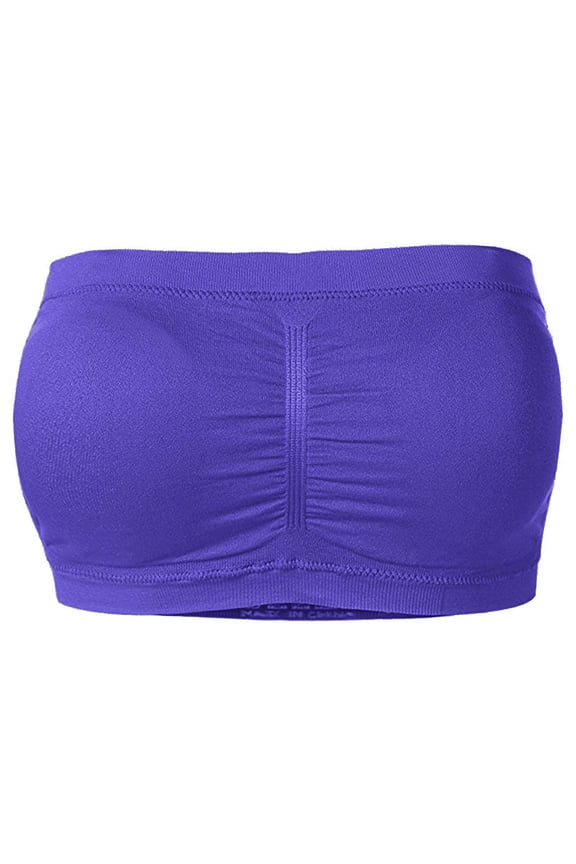 Basic 7" Seamless Padded One Size Tube Top Sports & Fitness Bra Bandeau (Bright Royal)