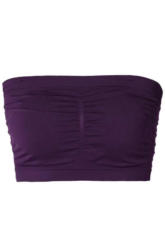 Basic 7" Seamless Padded One Size Tube Top Sports & Fitness Bra Bandeau (DK Purple)