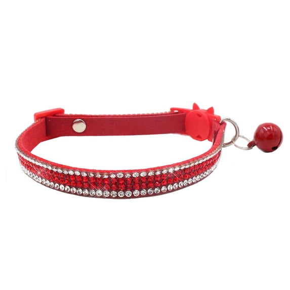 Basic Adjustable Cat Collar Bling Diamond Breakaway with Bell for Kitten Girl boy