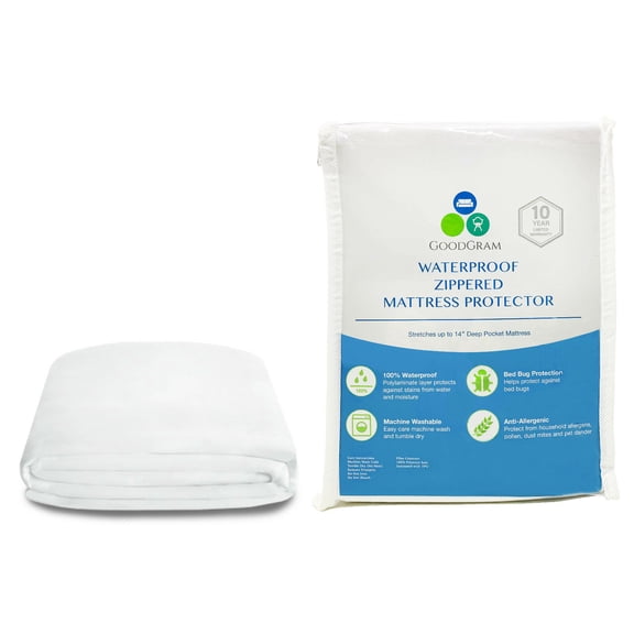 Basic Anti Bed Bug 100% Waterproof Anti Bed Bug, Anti Allergenic & Anti Microbial Fully Encased Deep Pocket Zippered Mattress Cover Protectors (Can Be Used On Pillow Top Mattresses) - Twin Size