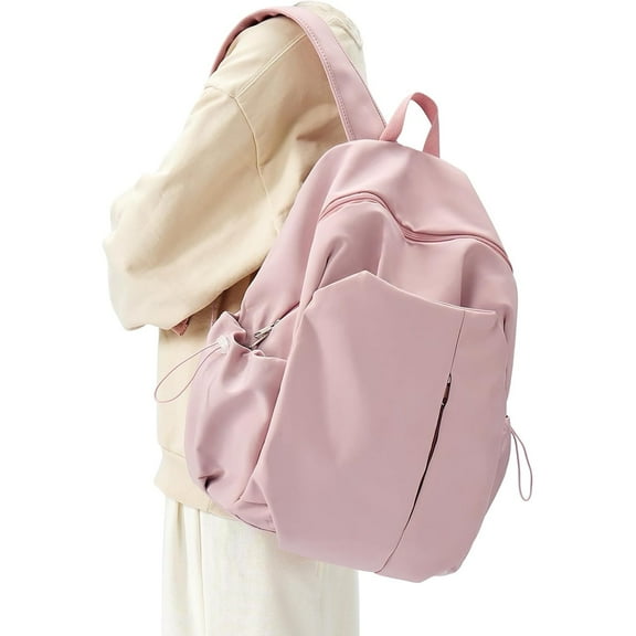 Basic Backpack for High School Women Men, Simple Bookbag Lightweight Casual Daypack, College Backpack Waterproof School Bag Carry on Laptop Backpack Daily Rucksack, Pink